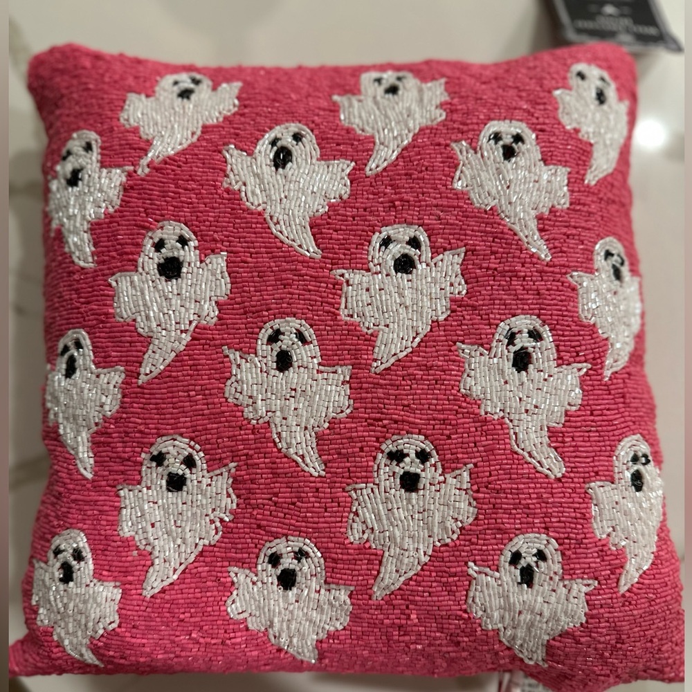 Halloween Hot Pink Glittery Beaded Pillows